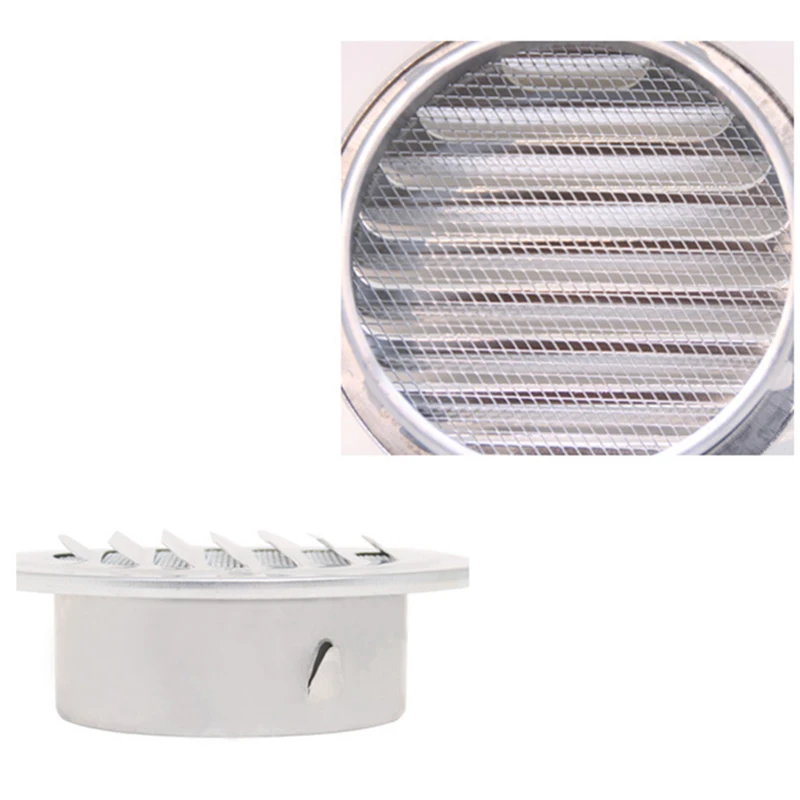 Stainless Steel Exterior Wall Grille Round Ducting Ventilation Grilles 80mm/100mm/120mm/160mm Barb Design Air Vent Hood