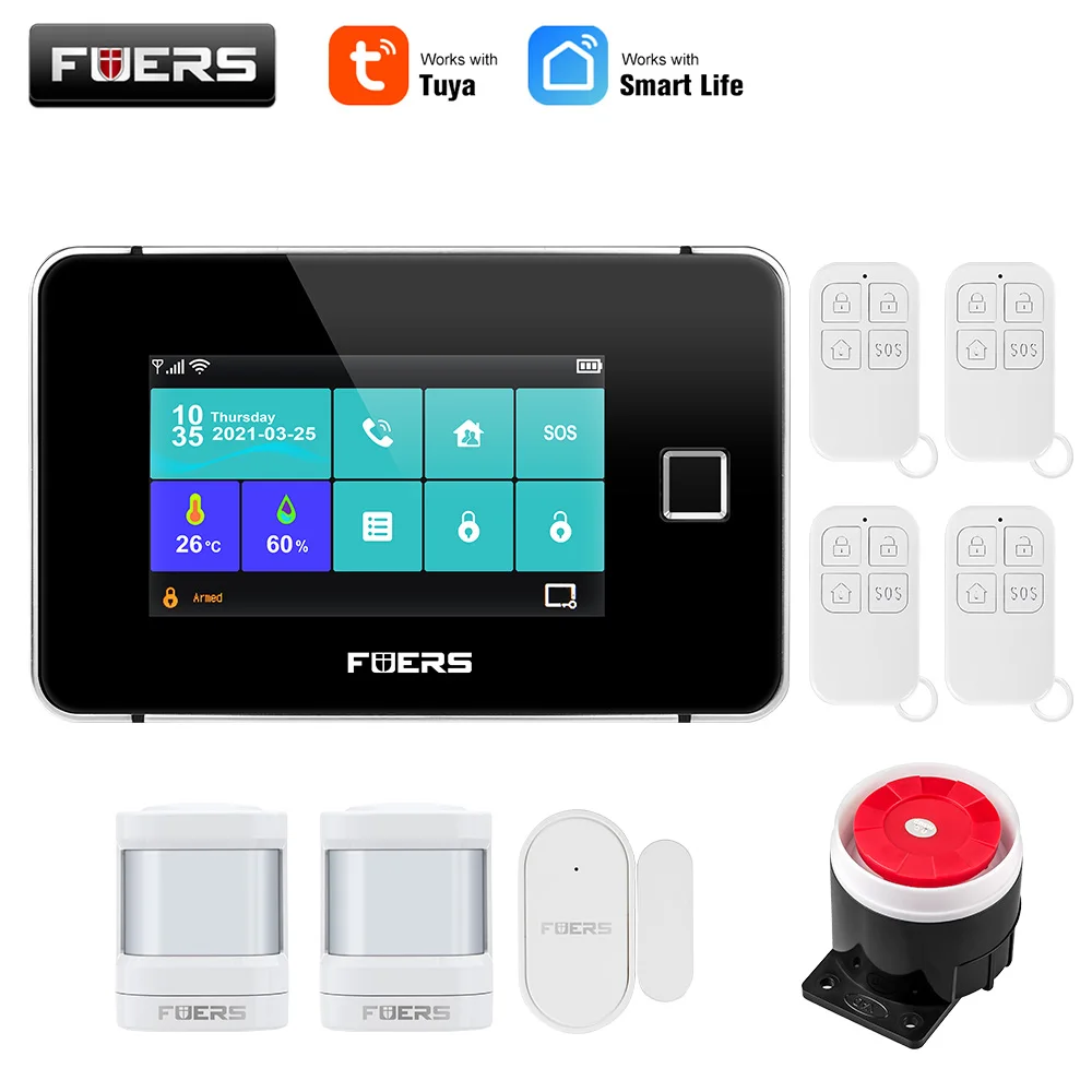 remote panic button Fuers 4.3 Inch TFT Screen Alarm WIFI GSM Smart Home Burglar Security Alarm System Tuya Smart Life APP Control Motion Sensor zigbee siren alarm Alarms & Sensors