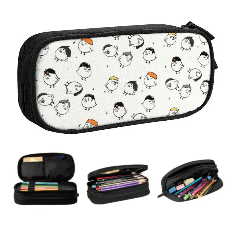 

Karasuno Crows Haikyuu Kawaii Pencil Cases Boy Girl Large Capacity Volleyball Anime Japan Pencil Box Students Stationery