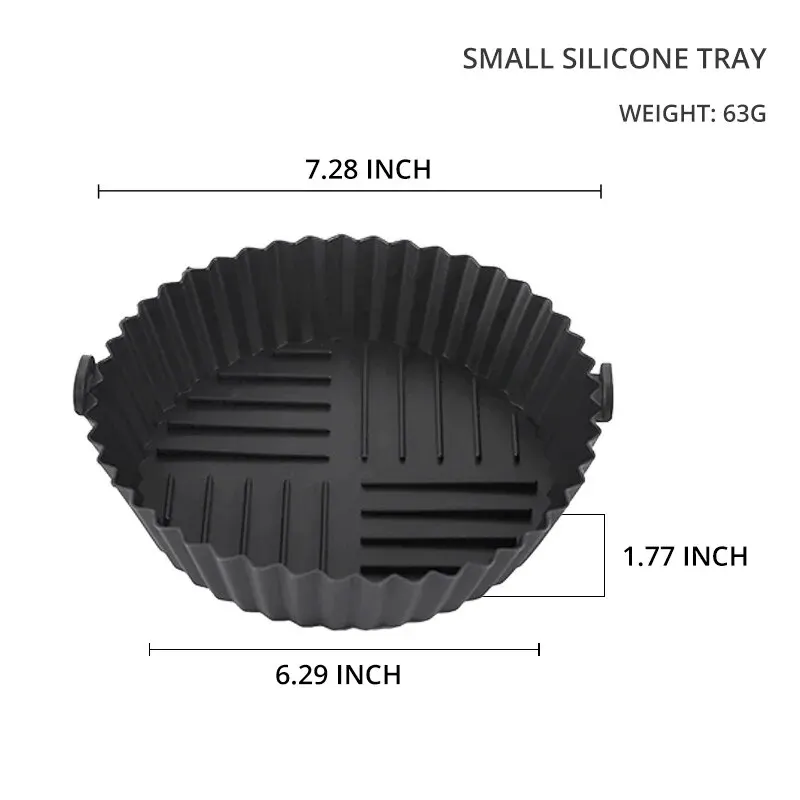 1PC Air Fryer Silicone Baking Tray Mat Circular High-Temperature Resistant Foldable Food Grade Double Ear Baking Tray silicone baking mat air fryer baking tray air fryer silicone tray