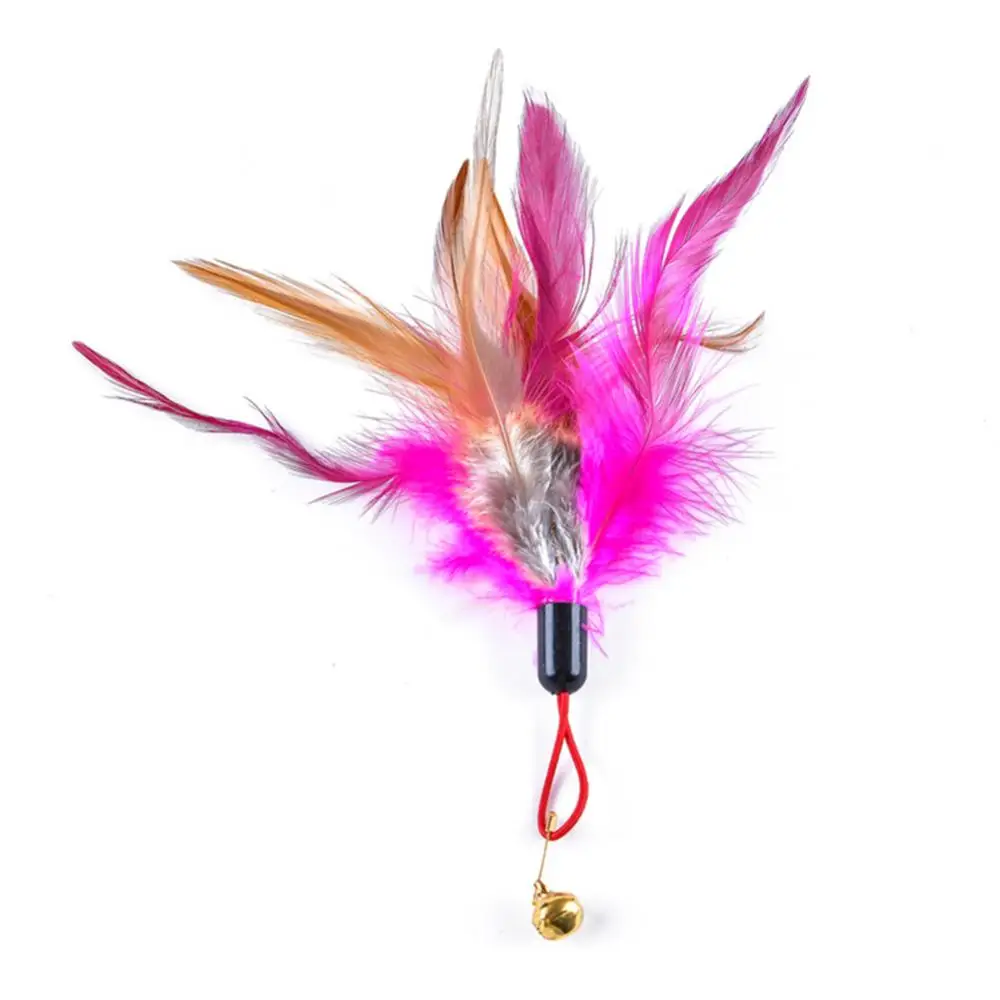 

Pet Cat Feather Bell Play Stick Teaser Replace Head Scratch Interactive Toy Pet Supplies
