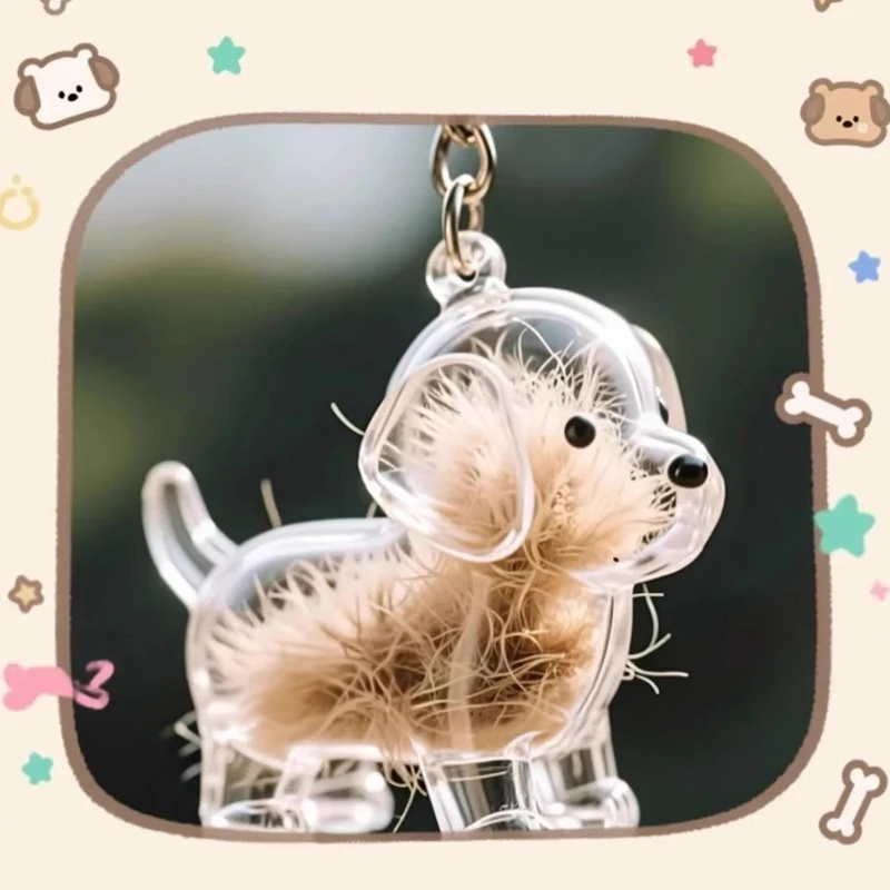 (신제품) 투명 강아지 털 기념 보관 캡슐 애완견 털 컨테이너 DIY 펜던트 키체인 장식 애완동물 애호가 홈 디스플레이 선물