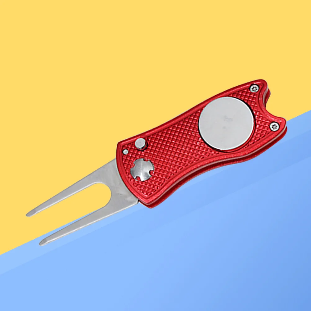 

All Metal Stainless Steel Foldable Divot Repair Tool Ball Marker Pitch Fork Putting Green Repair Kit Golfer Training Accessory