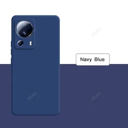 Solid Color Shockproof Silicone Phone Case with Soft Liquid Square Back Cover for Xiaomi 13 Ultra (Navy Blue)