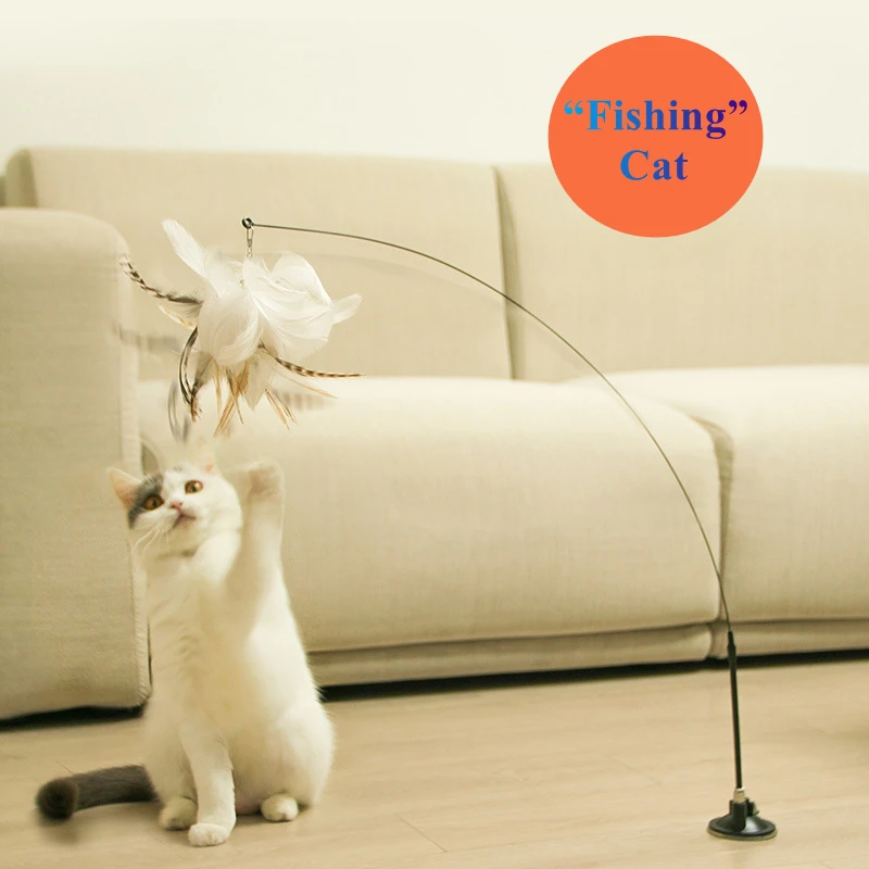 Simulation Bird interactive Cat Toy Funny Feather Bird with Bell Cat Stick Toy for Kitten Playing Teaser Wand Toy Cat Supplies
