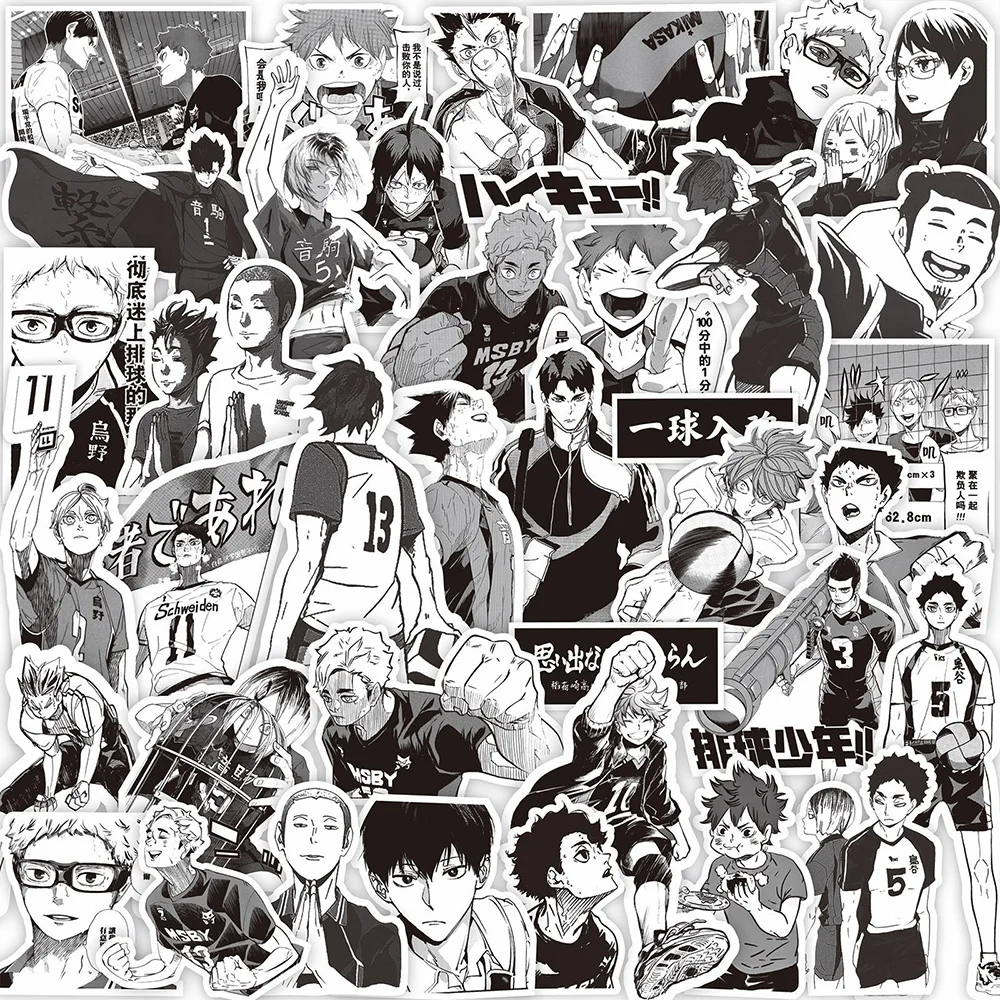 

10/30/68PCS Black White Haikyuu!! Anime Stickers Decoration Suitcase Scrapbook Laptop Phone Stationery Volleyball Manga Sticker