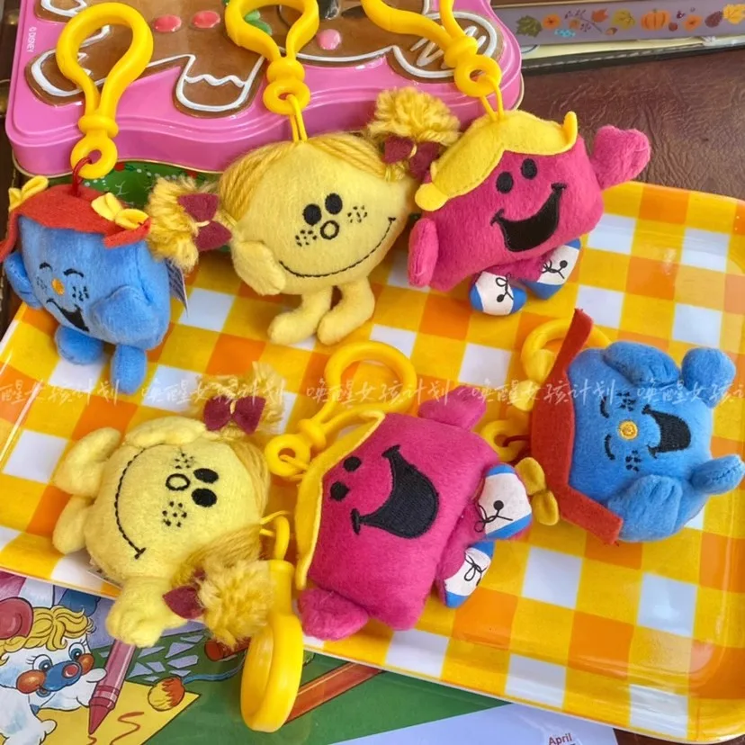 New MR. MEN and LITTLE MISS Sunshine Miss Chatterbox Robert Hargreaves Plush Key Chain For Girls Boys Kids Children Toys 7CM 2