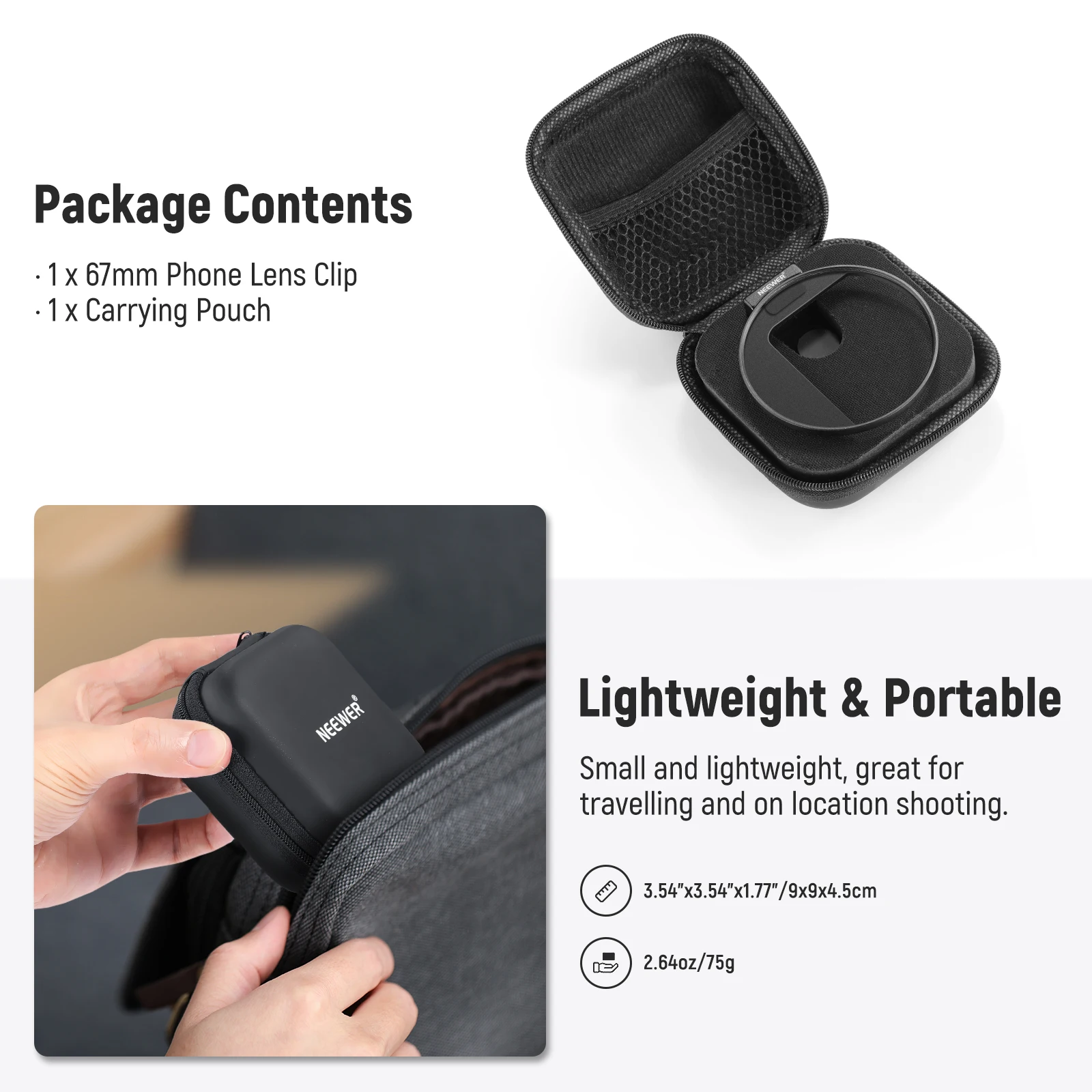 67mm Phone Filter Mount Lens Filter Clip with Cold Shoe Mount For iPhone 15 Pro