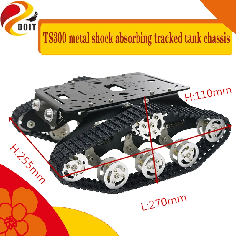 Smart WiFi RC Tank Chassis Metal Tracked Robot Chassis Shock Absorption DIY kit 