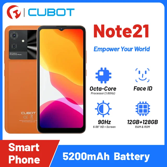 Cubot Note 21 Smartphone,12GB RAM(6GB+6GB)+128GB ROM,5200mAh,50MP,Android  13 Cellphone ,6.56 ,90Hz,Dual Sim 4G Mobile Phone