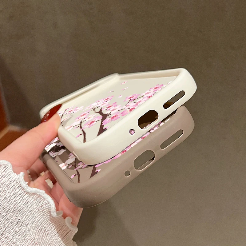 Pink Floral Patterned Soft TPU Phone Case - Silicone Cover