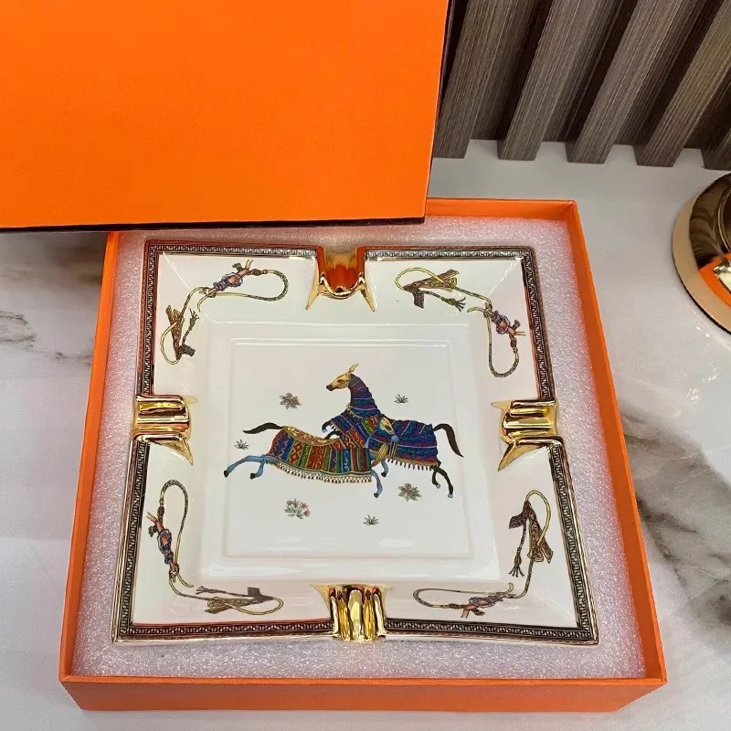 Ceramic Cigar Ashtray Luxury Modern Design Desk Desk Ornament Gift for Boyfriend Sorage Tray Organiser With Box 3