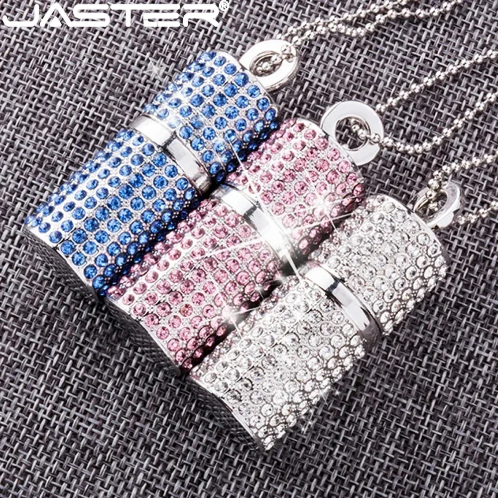 

JASTER USB Flash Drive 4G 8G 16G Pendrive 32GB 64GB 128GB Pen Drive U Disk USB drive Irish Diamond Crystal Memory Necklace Stick