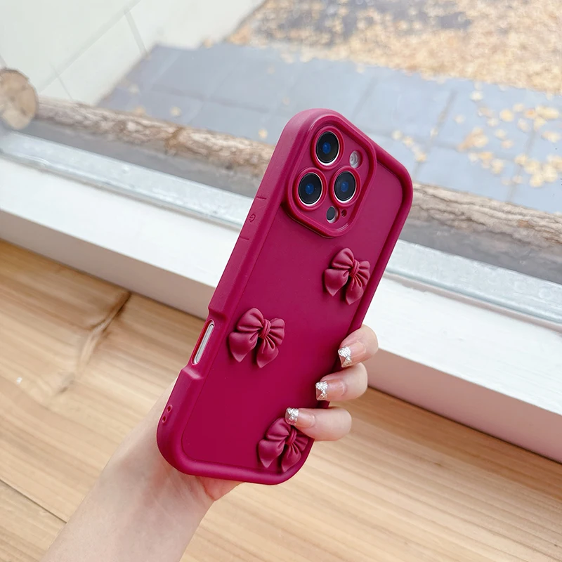 3D Cute Bowknot Silicone Case with Matte Finish