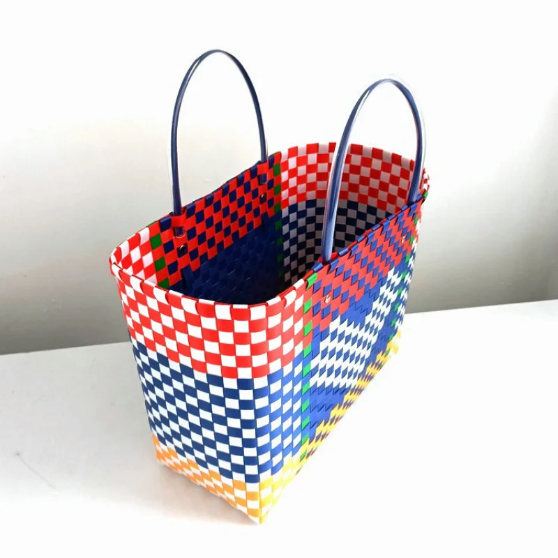 Woven bag, plastic braided belt, heart shaped basket, portable