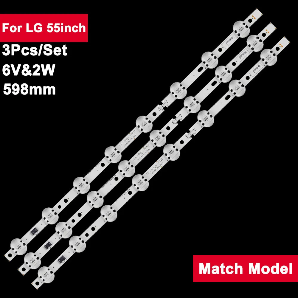 3pcs Led Backlight Strips For LIG 55Inch 55UK6400PLF 55UK6300PLB 55UM7600PLA 55UM7000PLC 5UM7660PLA 55UM7300AUE 55UK6300PLB for lgit trident 55uk63 55uk6400plf 55uk6300plb 55uk6300pte 55uk6320p 55uk6090pua hv550qub n4d21 eav6392301