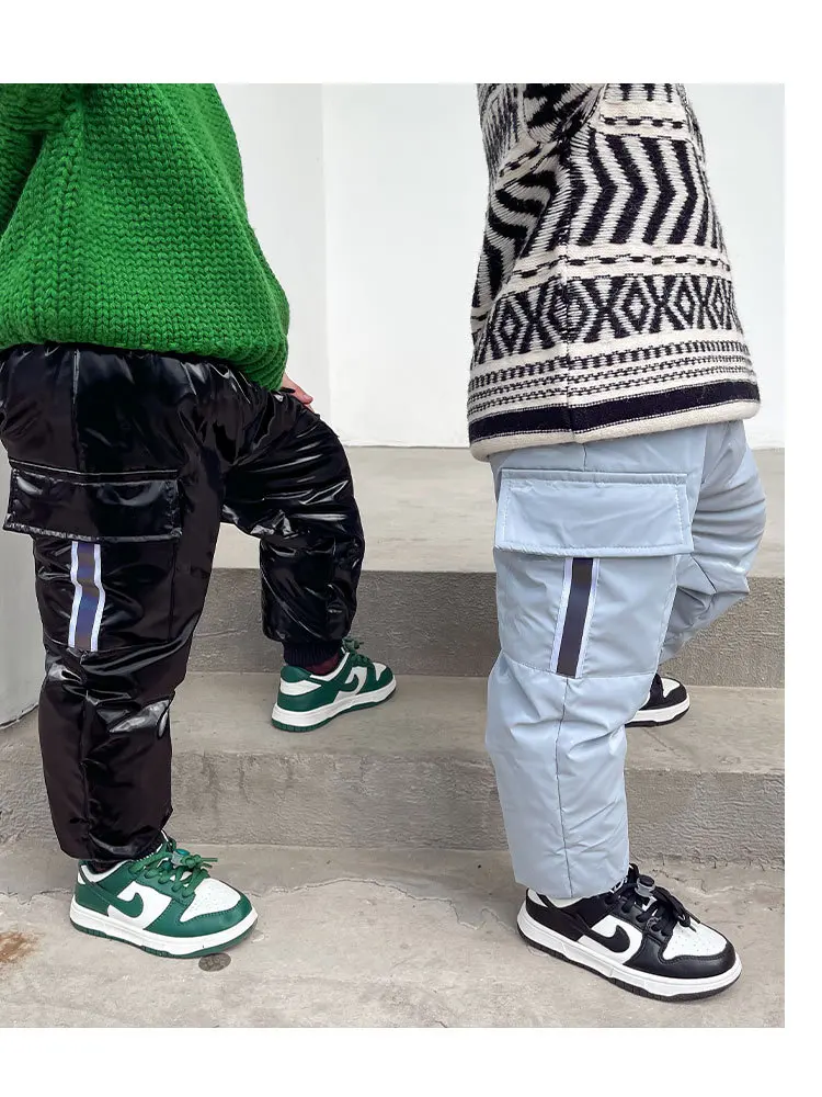 30 Grad Winter kinder Junge Daunen hose weiße Ente Daunen wasserdichte wasch freie Mädchen Winter Cargo hose Kinder kleine Jungen hose – Detail 6