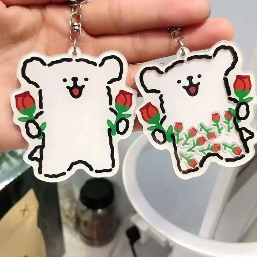 Acrylic Key Holder Shake Ball Puppy Keychain Hanger Cartoon Shake Football Key Ring Creative Rocking Tennis Keychain Shared Gift 5
