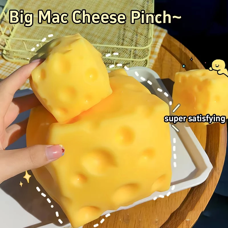Giant Extra-Large Cheese Squeeze Toy for Stress Relief and Sensory Play