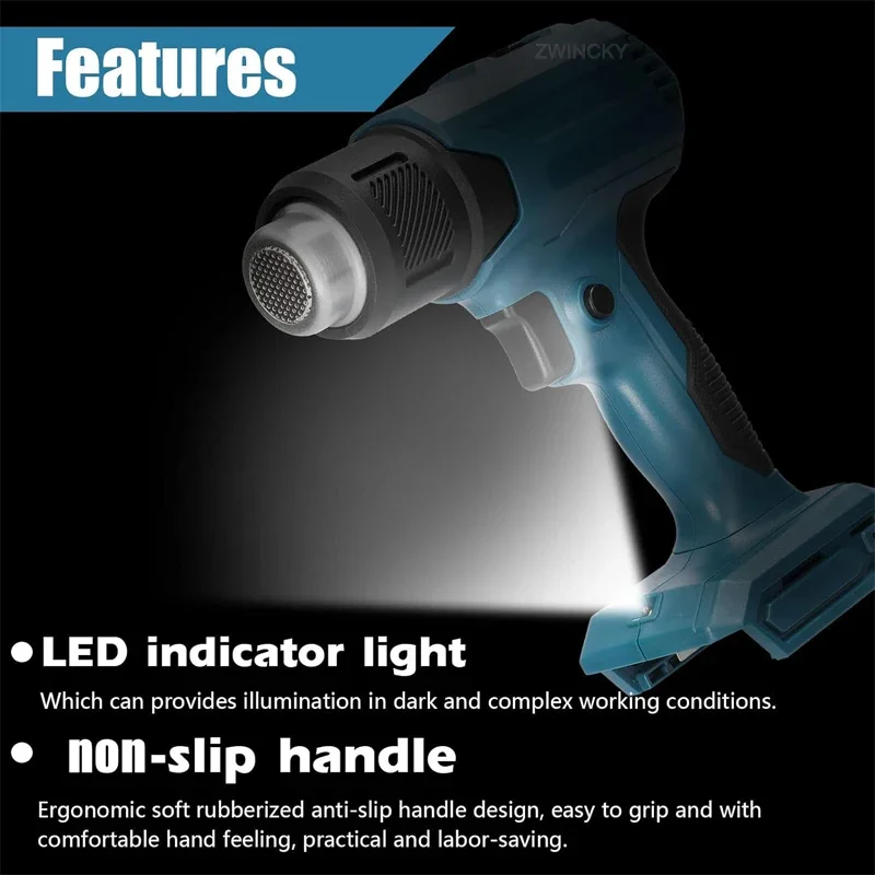 For Makita 18V Lithium Battery Cordless Heat Gun Portable Electric Hot Air Gun With 4 Nozzles Home Handheld Fast Heating Tools 4