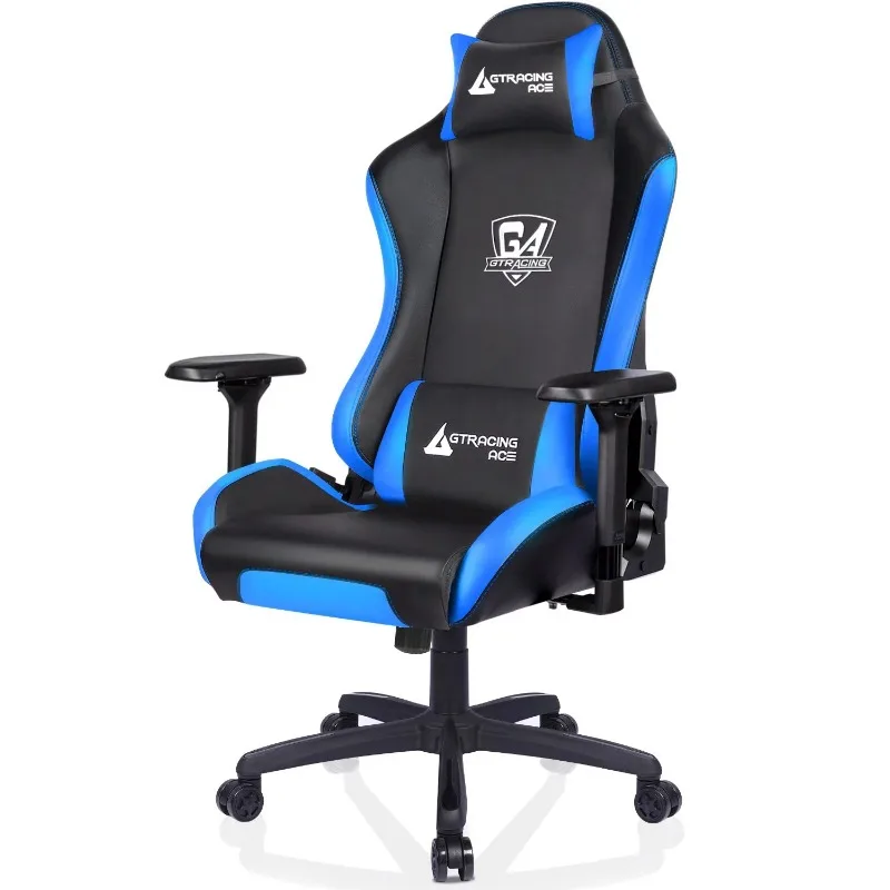 

GTRACING Gaming Chair PU Racing Office Computer High Back Chair, Blue Gaming Chairs