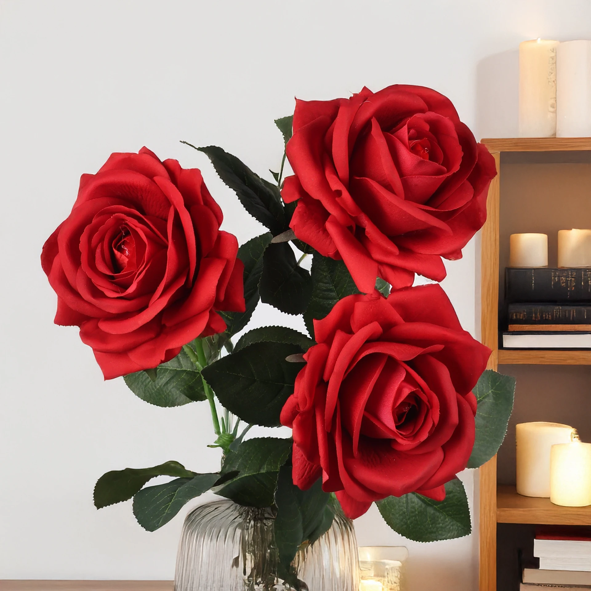 Elegant 26-Inch Real Touch Artificial Rose Floral Arrangement for Home Decor and Photography Props