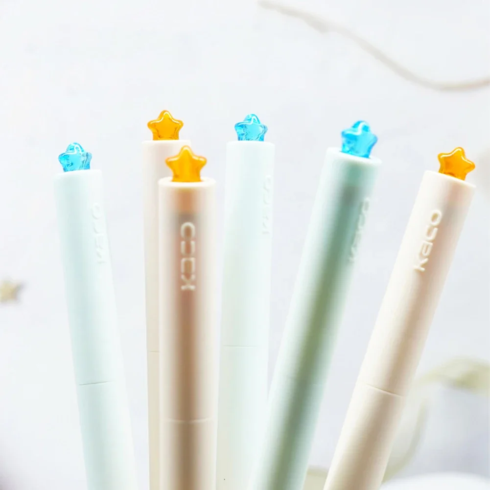 Cute STAR Gel Pens Rotate 0.5mm Black Ink Refills Ballpoint Pen Set Girls kawaii Stationery For Valentine's Day Gift 6