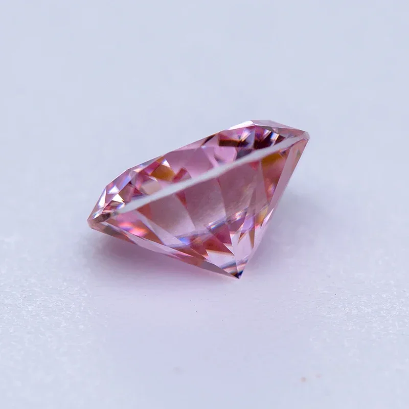 Moissanite Lab Grown Diamond Sakura Pink Color Round Cut Gemstone for Advanced Jewelry Making Materials with GRA Certificate,loose gemstones,moissanite jewelry materials,loose lab grown diamond,lab grown loose diamond