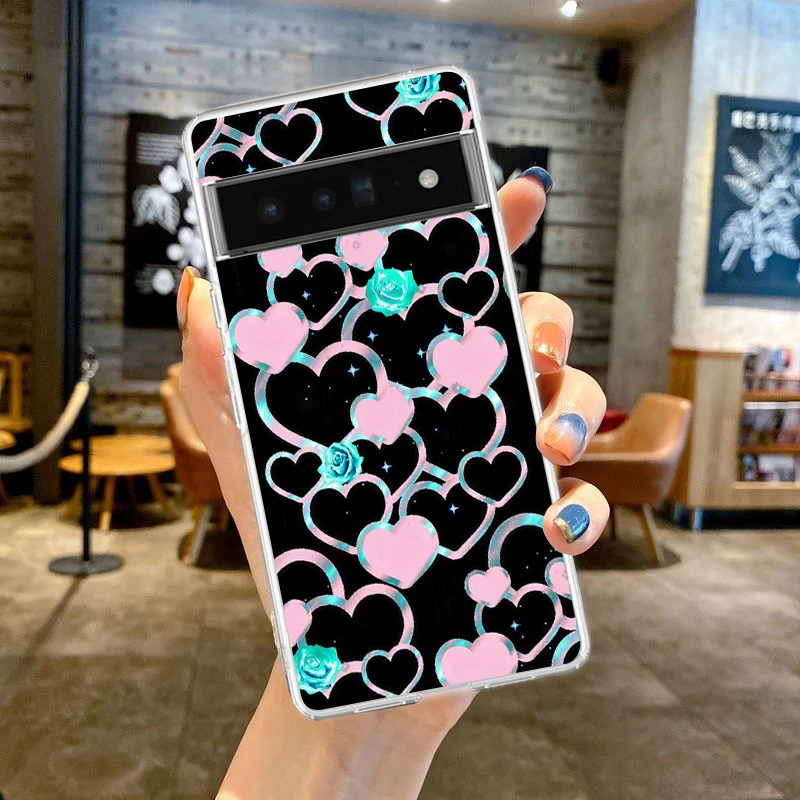 Gold Rose Love Heart Soft Silicone Clear Phone Case - Elegant TPU Cover