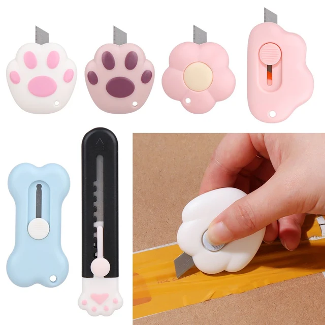 Mini Cat Paw Shape Utility Knife Portable Carton Opener Retractable Letter  Opener Box Cutter Cutting Tool