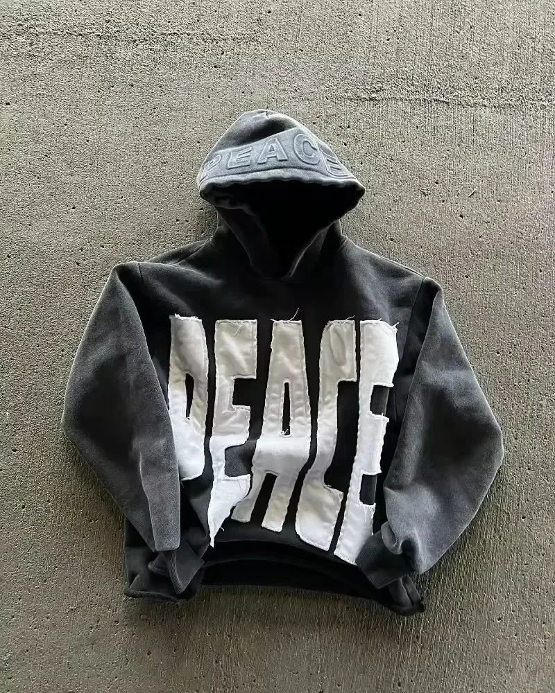 Sudadera con capucha de gran tamaño con estampado de parche de estrella para hombre y mujer, ropa de calle Y2K, estilo harajuku gótico, hip hop, holgada e informal, deportiva
