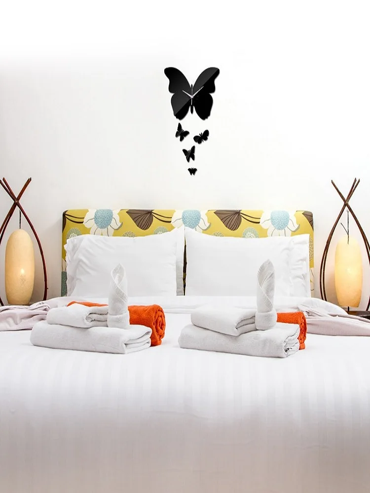 New Wall Big Butterfly Acrylic Mirror Watch Quartz Wall Clock Acrylic Stickers Modern Design Home Decoration