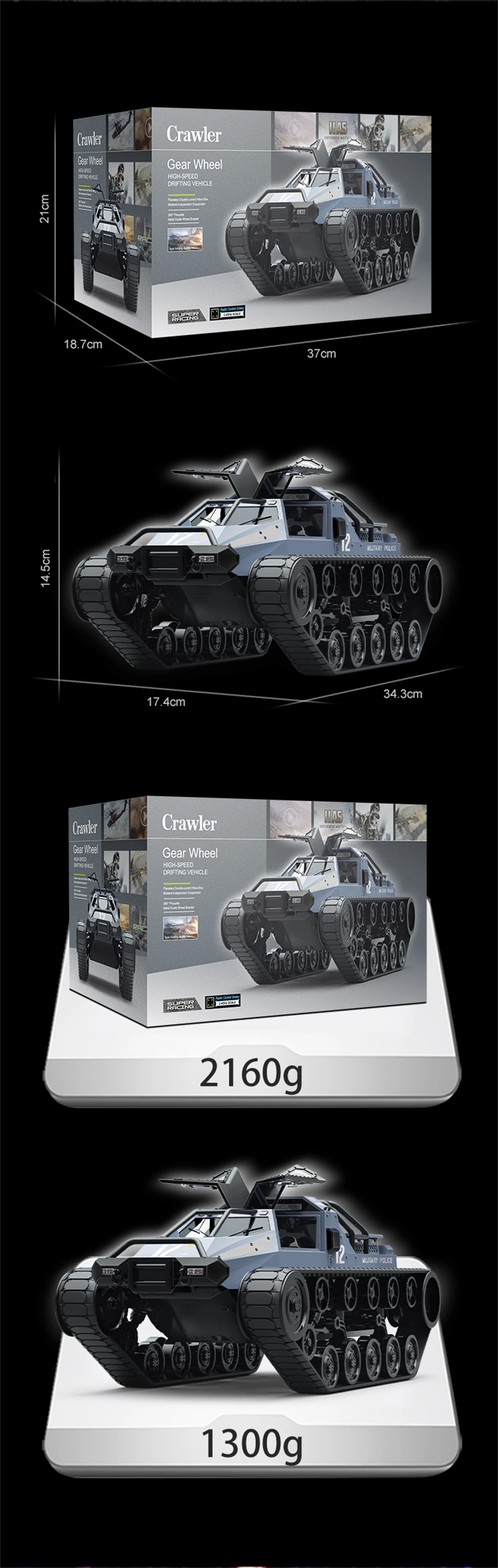 JJRC C8812 MAX RTR 2.4G RC Car Tank High Speed Drift Track Off