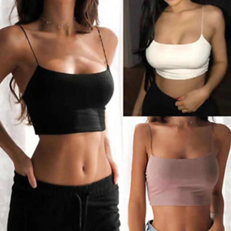 2021 Female Summer Crop Tank Top Women Fashion Deep V Lace Bras Embroidery Floral Tank Top Bra Wrapped Chest Camisole Padded Bra