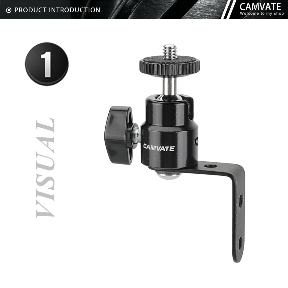 1/4"-20 Screw Connector Ball Head Support With L Type Wall Mount For Smartphone