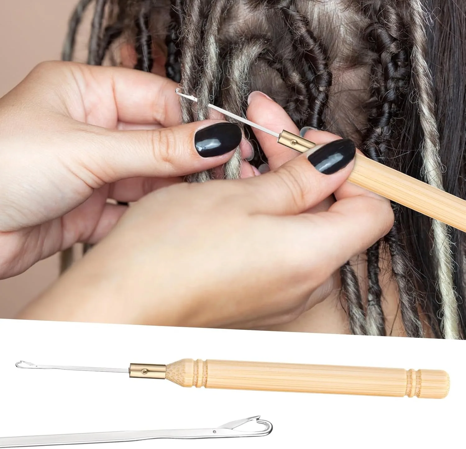 헤어용 코바늘, 나무 풀링 훅, 와이어 연장용 코바늘, 드레드락, 래치 훅 바늘