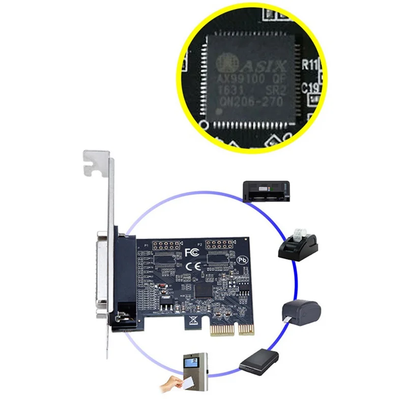 Scheda PCIe Per Porta Parallela DB25 - Adattatore LPT Per Stampante - Compatibile Con Windows E Linux