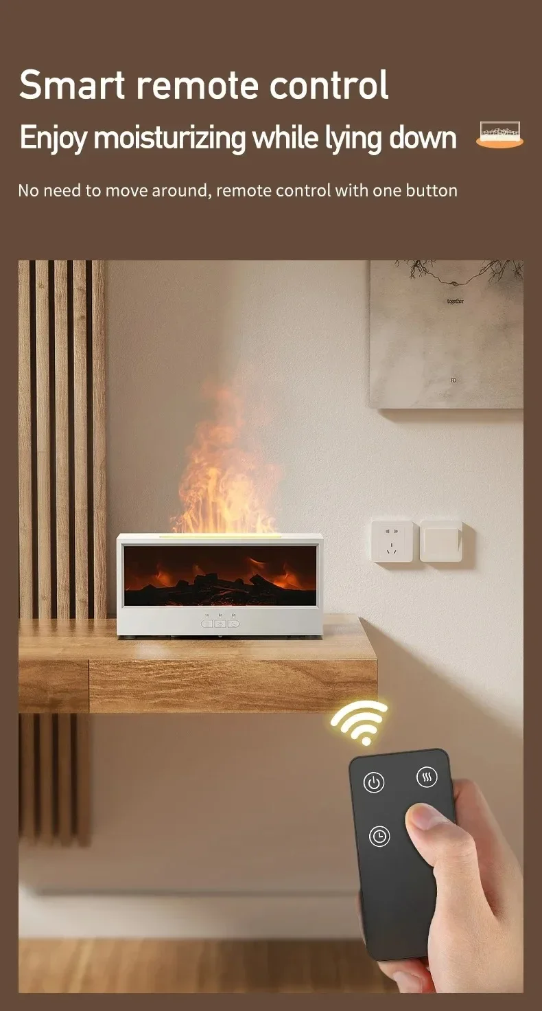 3D Flame Aromatherapy Diffuser - Essential Oil Humidifier with Color Lighting  Remote Control