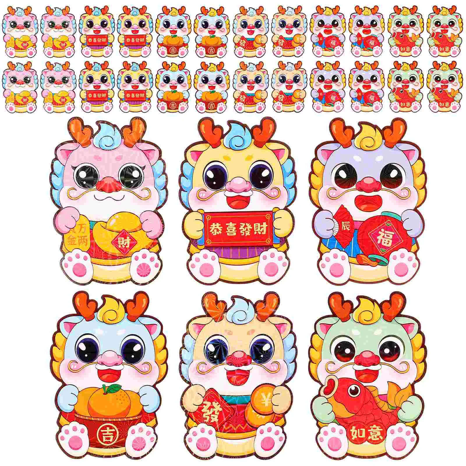 Lucky Money Hong Bao 2024 Year of The Dragon Cartoon Red Envelope Spring Festival New Year’s Purse Packet Bag (zx316) 60pcs 60 pcs 2024 year of the dragon cartoon red envelope spring festival new year’s purse packet bag zx316 60pcs wallet