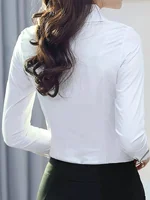 White long-sleeved shirt for women's business wear; workwear for interviews; stretchy business attire for women; blouse - Image 2