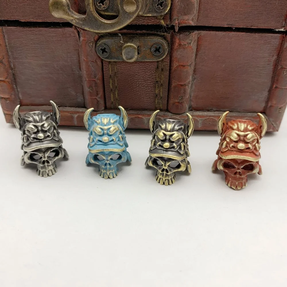 

Metal Brass Robot Warrior Knife Beads EDC DIY Paracord Woven Lanyard Pendant Tool Accessories Hot Movie Character Head Sculpture