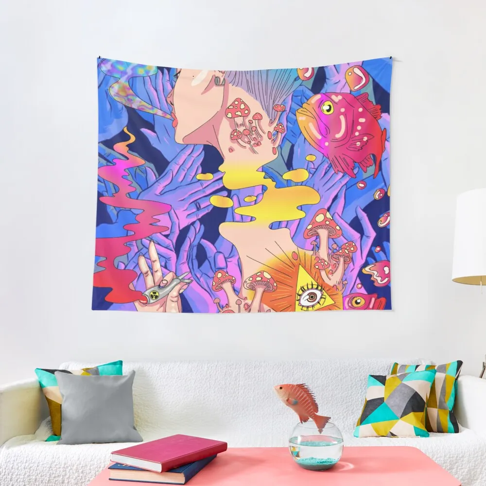 

trippy lady Tapestry Tapestries Room Decor Aesthetic