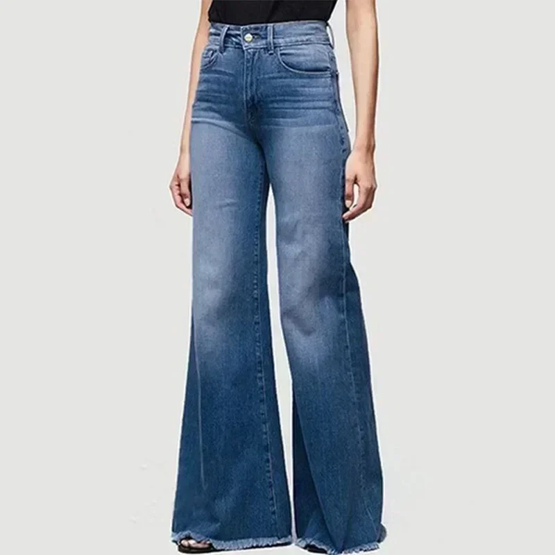 

Fashion Slim Fit Flared Pants Casual Long Trousers Mid-waist Denim Jeans Women Streetwear Autumn New Elegant Office Lady 30200