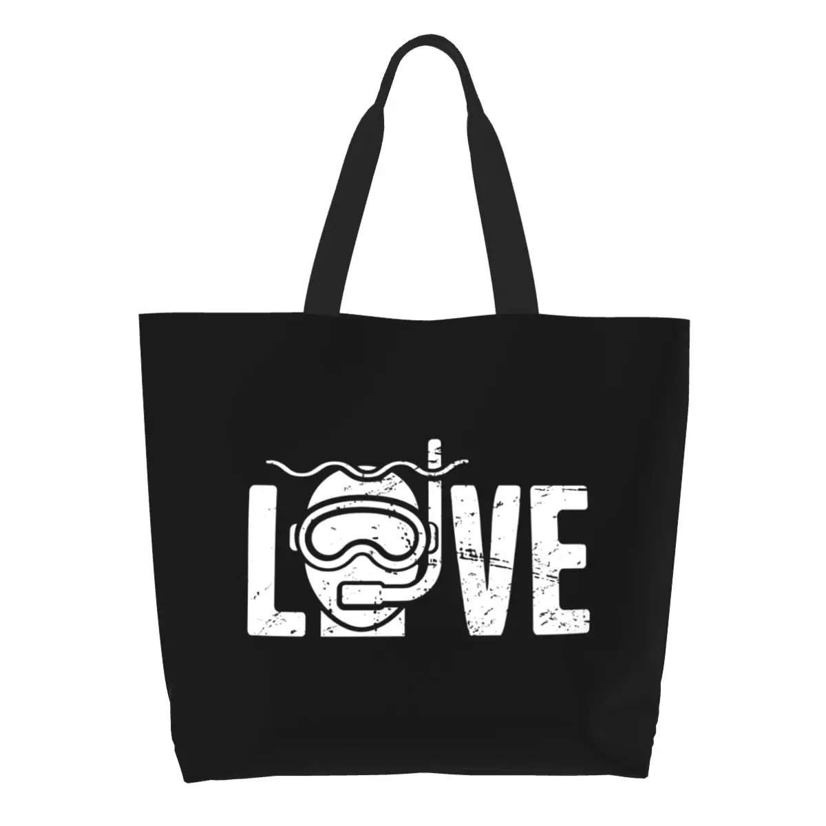 

Многоразовая сумка для покупок с аквалангом LOVE, Женская Холщовая Сумка-тоут через плечо, прочные сумки для покупок для продуктов