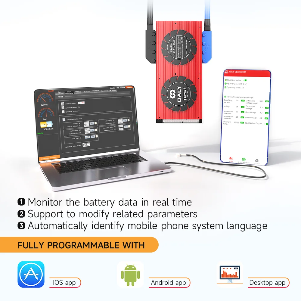 Buy DALY Smart BMS LiFePo4 24V 100A 8S with UART Communictaion Bluetooth  BMS for Rated 3.2V Lithium Battery Power Bank Protection,Off Grid  Application, Solar System Online at Low Price in India