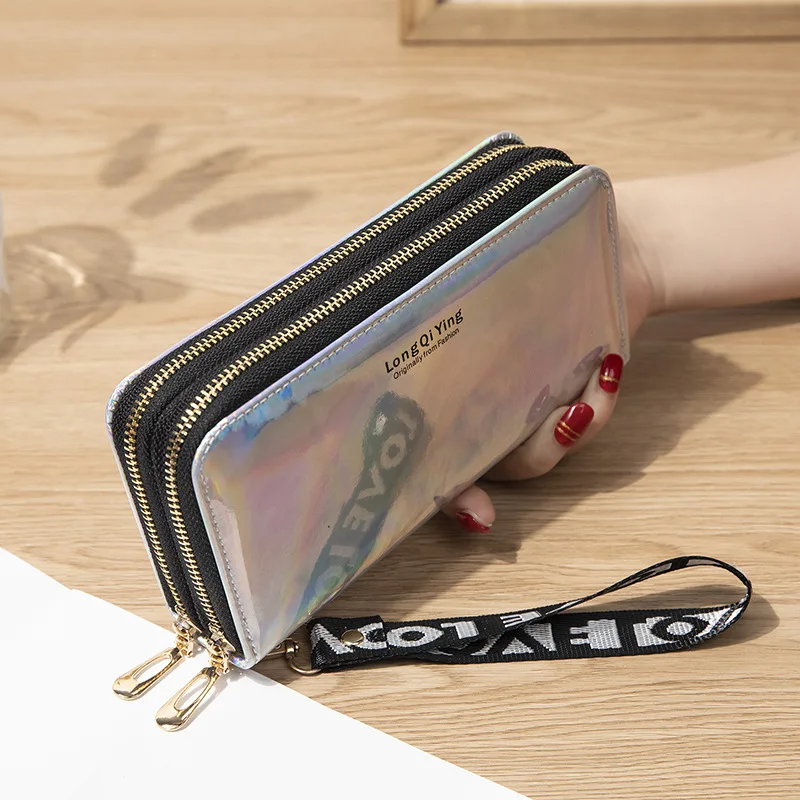 Lady Purses PU Leather Women Wallets Purse Double Zipper Woman Wallet Cards ID Holder Long Moneybag Wristlet Bags
