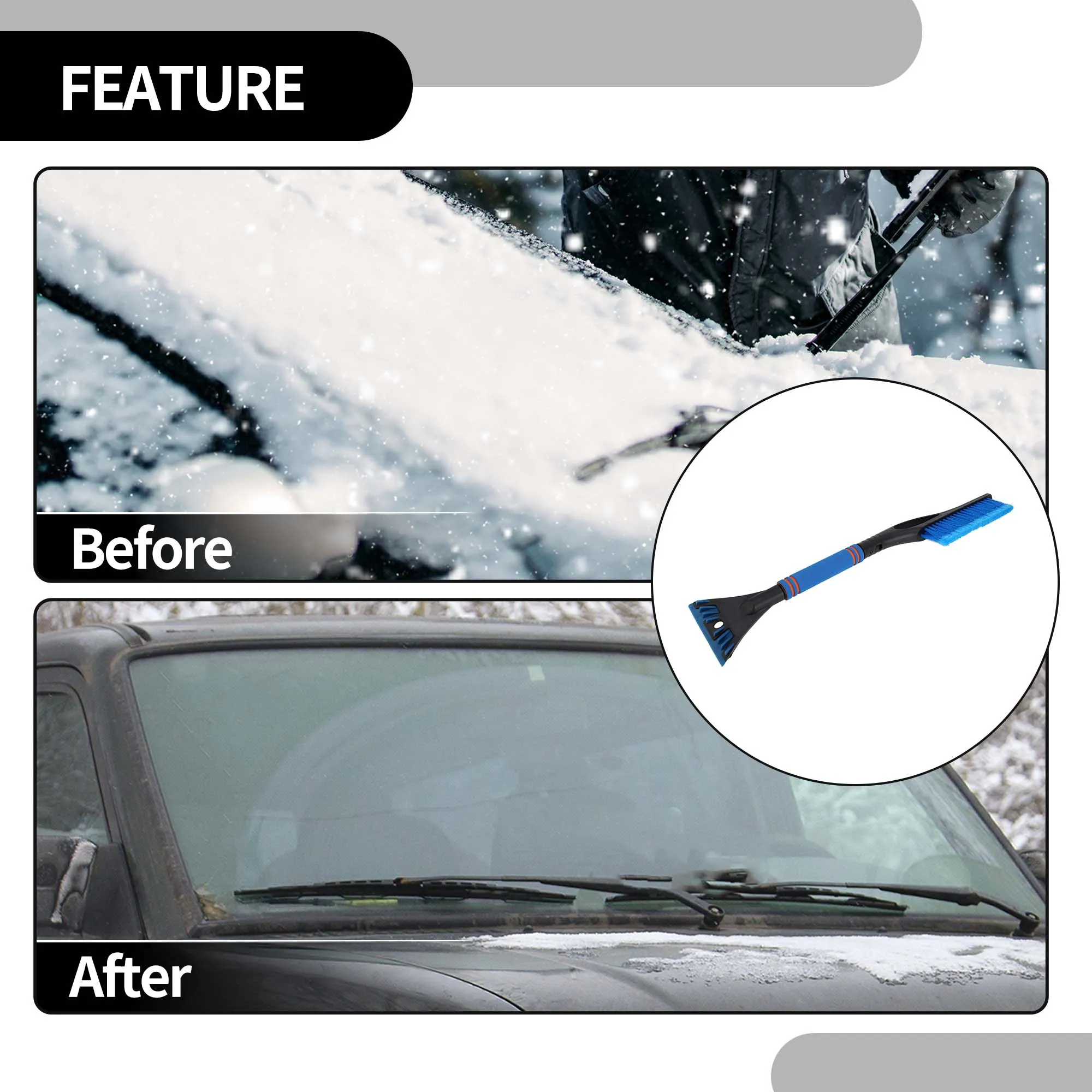 60x11cm Universal Car Ice Scraper Brush with Broom SUV Snow Frost Remover for Car Truck Windscreen Side Window Anti Crash windshield shovel snow ice scraper ice deicing tool