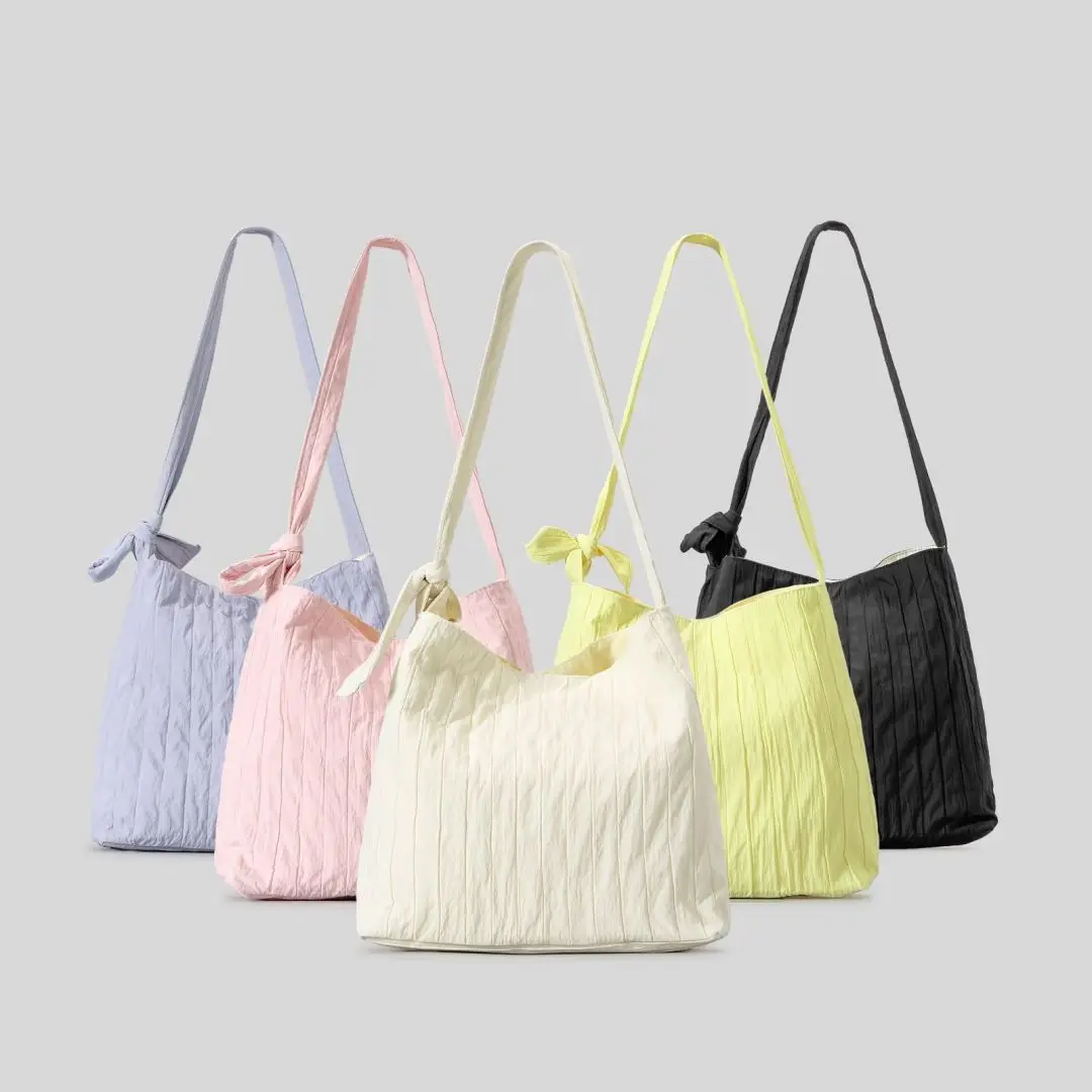 

Candy Color Ruched Canvas Tote Bag Knotted Women Shoulder Bags Casual Large Capacity Bag Simple Big Shopper Purses 2024