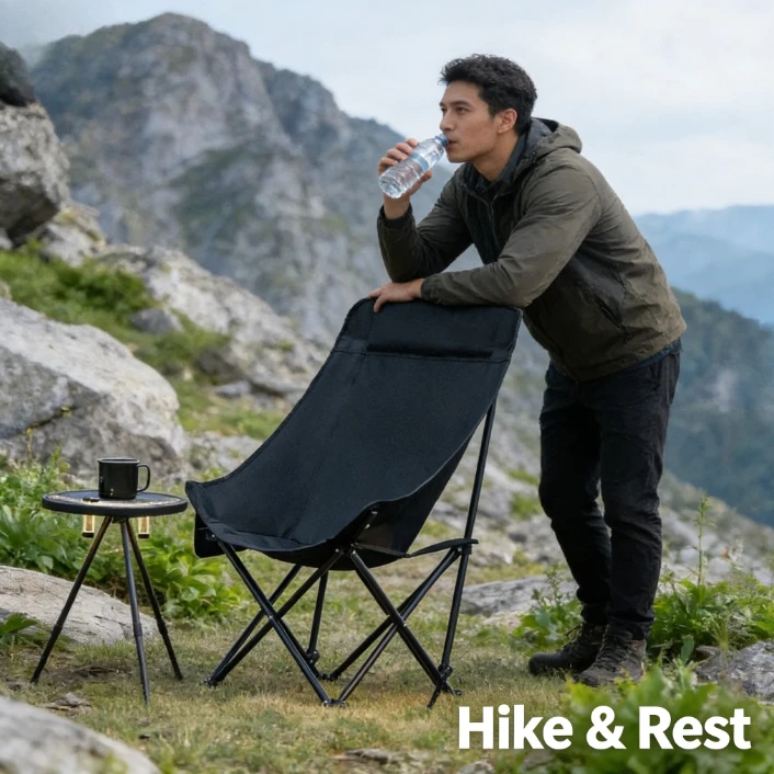 Chaise lune portable 4 positions réglables, siège pliable camping et plage pour pêche et activités extérieures