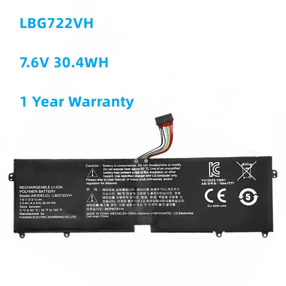 

New LBG722VH Battery For LG Gram 13Z940 13Z970 14Z950 15Z960 15Z975 Series LBP7221E 7.6V 30.4Wh